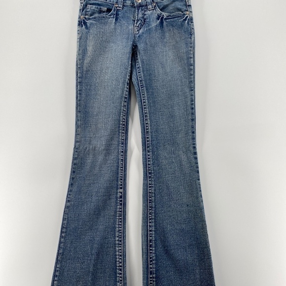 Warehouse One Jeans Women's Julia Size 27 Blue Flare Leg Mid Rise Embroidered - Picture 1 of 12